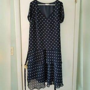 eShakti Blue and white polka dot Dress